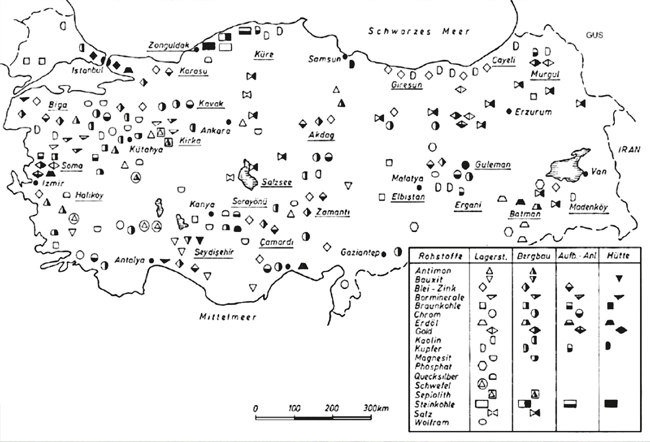 Fig. 3. Turkey’s main natural resources. // Bild 3. Die wichtigsten Bodenschätze der Türkei. Source/Quelle: Celebi, 2007